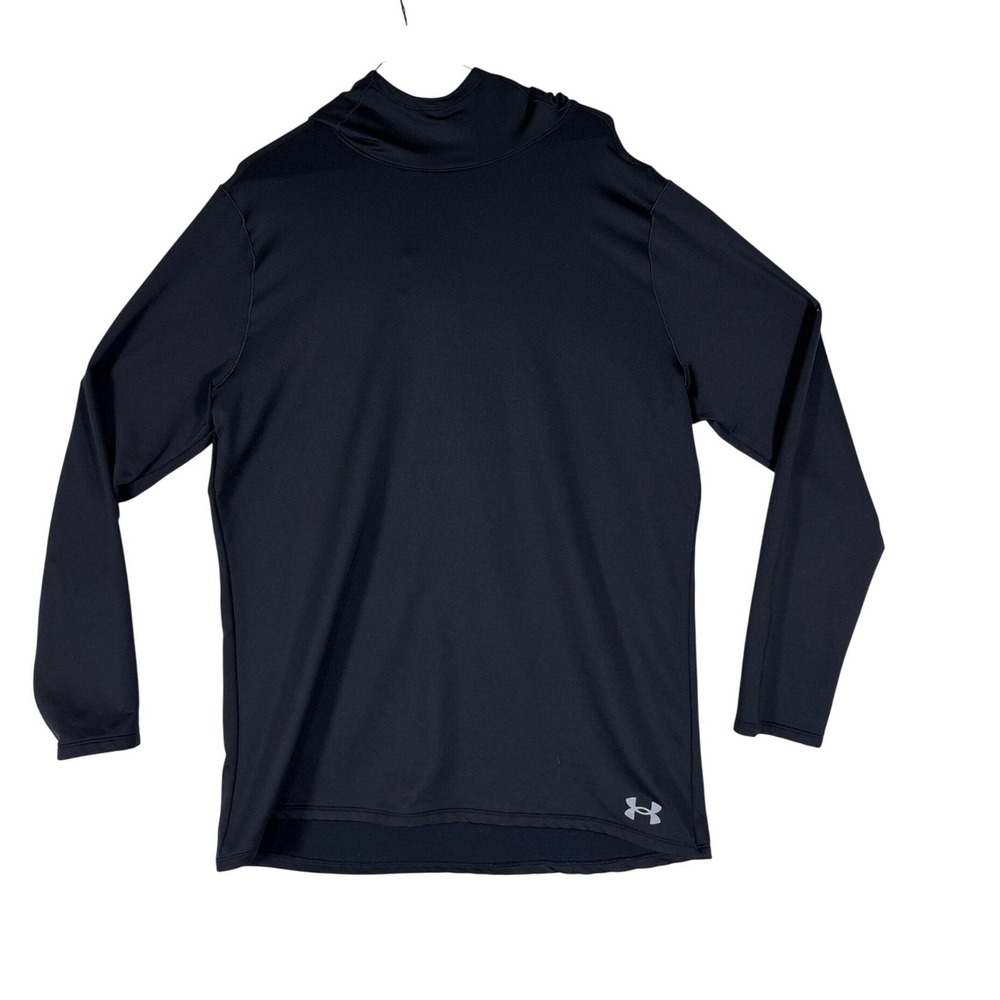 Under Armour ColdGear Fitted Hoodie Mens XXL Black Long Sleeve 1371200 Mock Neck